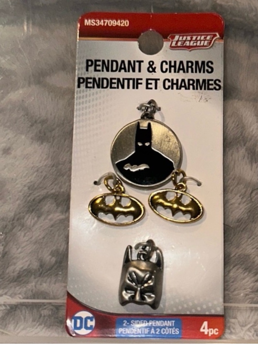 DC Comics Batman Gold and Silver Pendant & Charms Brooch Set